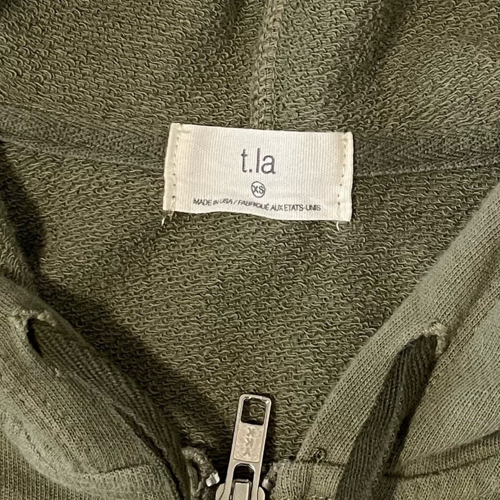 Anthropologie T.la Olive Green Lavande Tunic Full Zip Hoodie Size XS - Picture 5 of 7